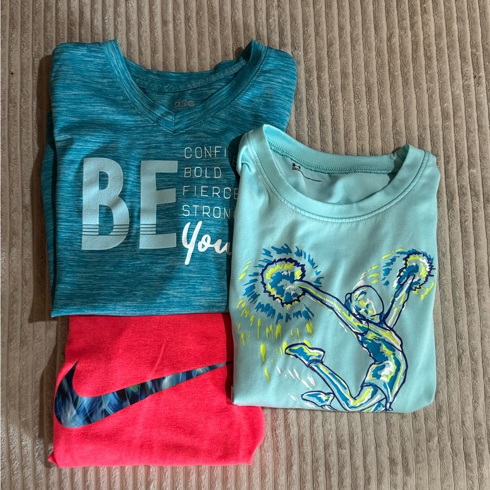 Girls Athletic Tee Bundle XS 6/7 Nike Dri-Fit Under Armour DSG